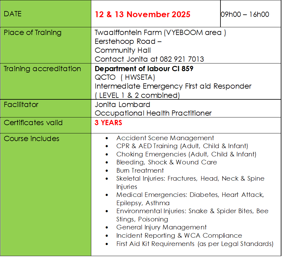 FIRST AID NOVEMBER 2025