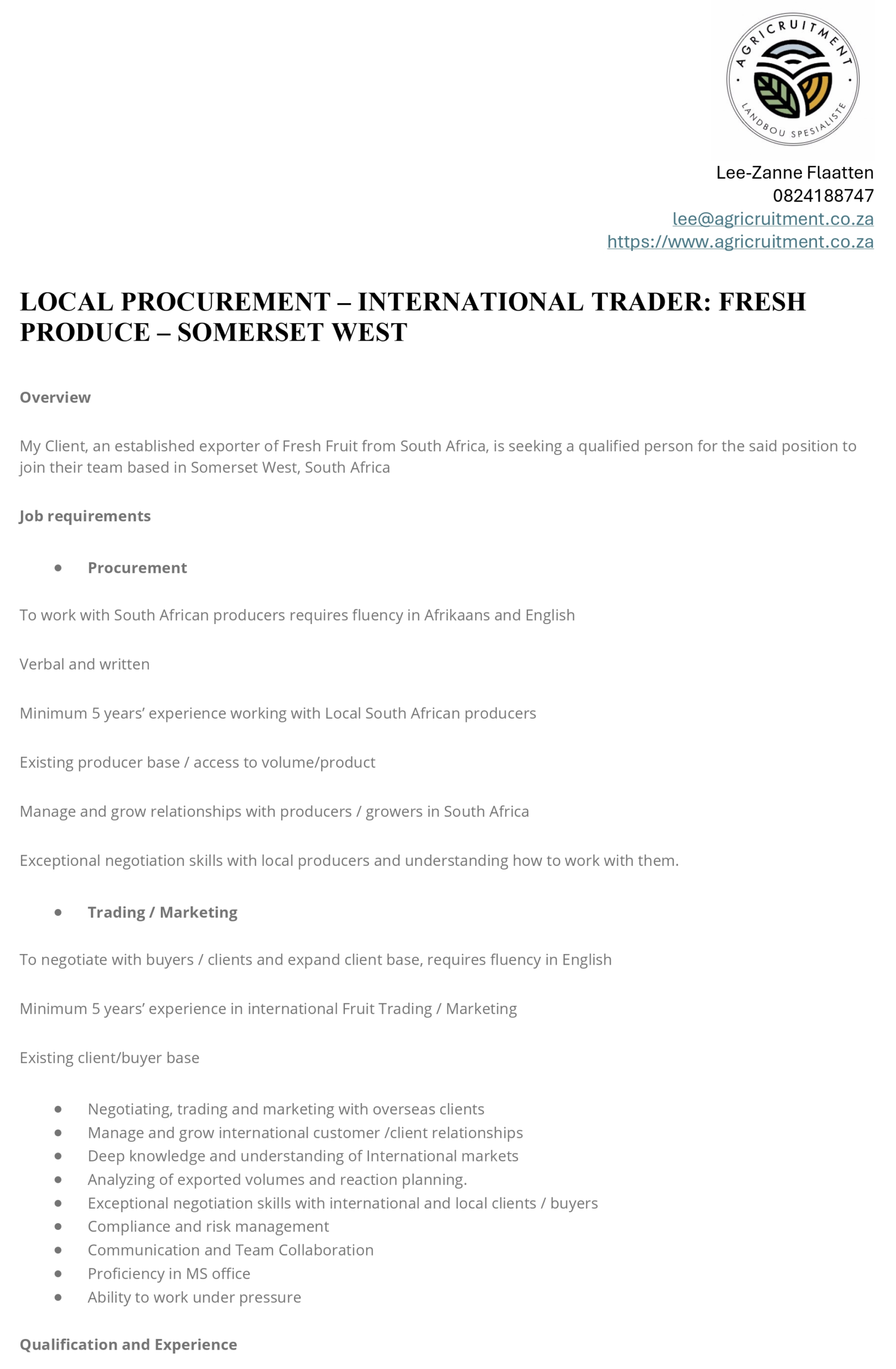 LOCAL PROCUREMENT SOMERSET WEST 1