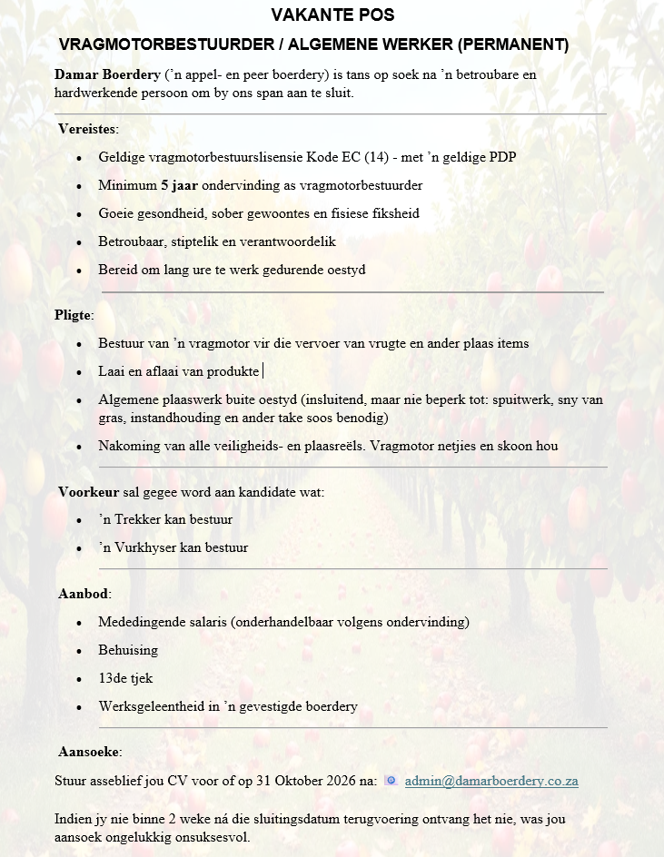 VRAGMOTOR BESTUURDER DAMAR